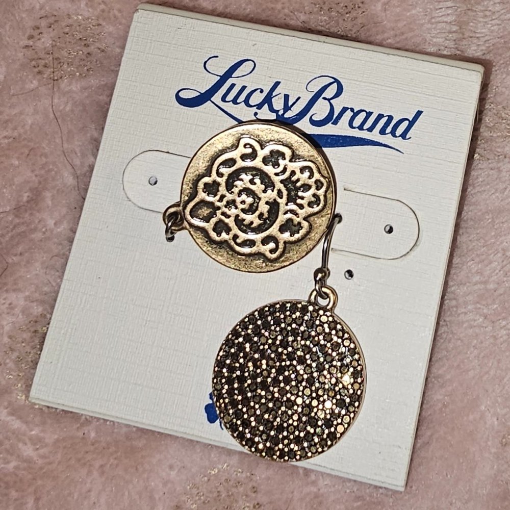 Lucky Brand Brass and rhinestone earrings